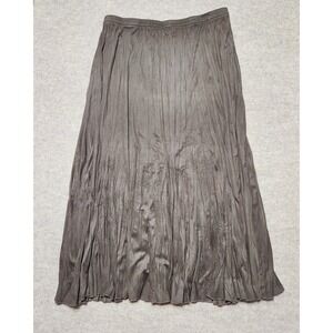 Soft Surroundings Women's L Gray‎ Pleated Maxi Skirt Elastic Waist